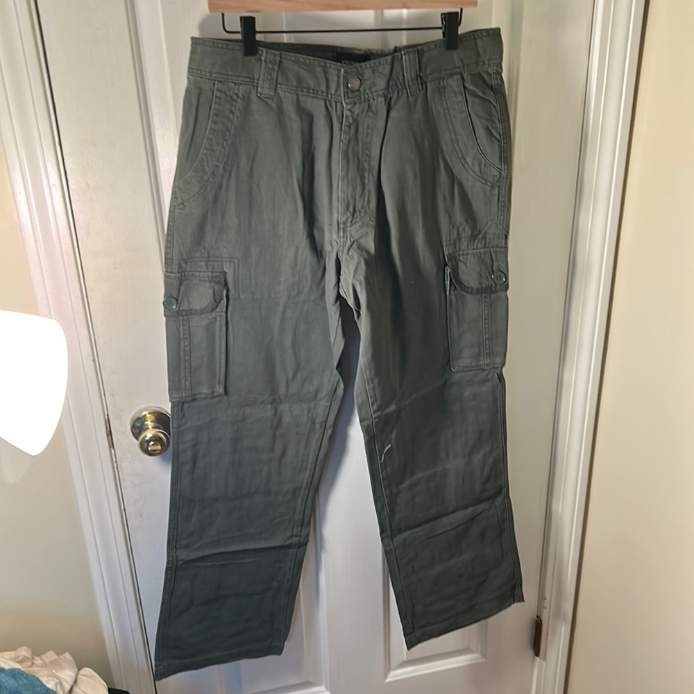 Krumba Mens Outdoor Cargo Cotton Hiking Casual Pants Green Waist 34